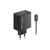 Lenovo Dual USB-C 65W GaN-Ladegerät/ Netzteil Schwarz inkl. USB-C Kabel (1,5m)