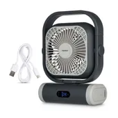 Medion MD12065 E10 TF Camping Ventilator 5 Stufen mit Powerbank Funktion schwarz