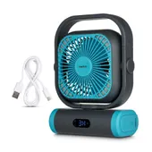 Medion MD12065 E10 TF Camping Ventilator 5 Stufen mit Powerbank Funktion blau