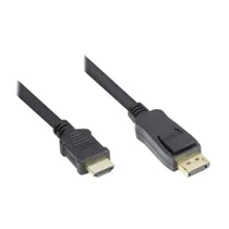 Good Connections Anschlusskabel 2m Displayport zu HDMI 24K vergoldet schwarz