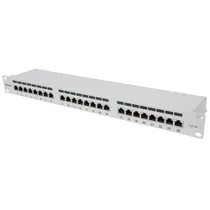 24-Port Cat6a Patchpanel, geschirmt, 24 Ports, FTP, 1 HE, Klemmleisten mit 90°