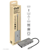 Club3D CSV-1593 Dock USB Gen1 Typ-C 8-in-1 Hub mit 2x HDMI, 2x USB-A, RJ45, grau