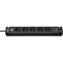 Brennenstuhl 1150660315 Bremounta 5-fach, mit USB-Ladefunktion, 3m, schwarz