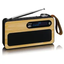 Lenco PDR-040 Bamboo Tragbares DAB+ FM-Radio mit BT, Schwarz