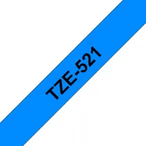 Brother TZe-521 Schriftband 9mm x 8m, schwarz auf blau, selbstklebend