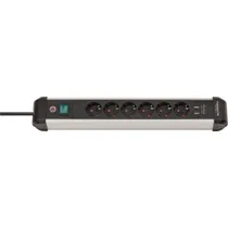 Brennenstuhl 1391030610 Premium-Alu-Line 6-fach 3m, 2x USB silber/schwarz