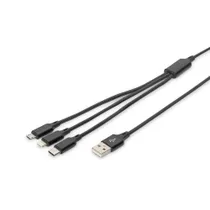 DIGITUS Kabel 3-in-1 Kabel USB-A auf Lightning/MicroUSB/USB-