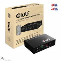Club3D CSV-1381 HDMI Switch 3 Eingänge / 1 Ausgang, 8K 60Hz, UHD