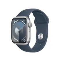 Apple Watch Series 9 Aluminium 41mm silber (Sportarmband sturmblau) S/M