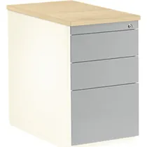 Schubladencontainer, 720x800 mm, 2 Materialschübe, 1 Hängereg., weiß/alu/Ahorn