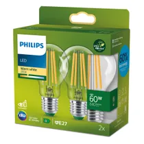 Philips Classic LED Lampe mit 60W, E27 Sockel, Klar, Warmwhite (2700K)