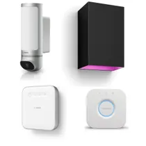 Bosch Smart Home Eyes Außenkamera II mit Controller II & Philips Hue Resonate Wandleuchte mit Bridge V2