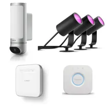 Bosch Smart Home Eyes Außenkamera II mit Controller II & Philips Hue 3x Lily Spots mit Bridge V2