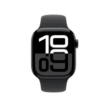 Apple Watch Series 10 LTE 42mm Diamantschwarz Aluminiumgehäuse mit schwarzem Sportarmband - S/M