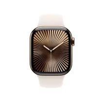 Apple Watch Series 10 LTE 42mm Gold Titangehäuse mit Starlight Sportarmband - M/L