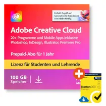 Adobe Creative Cloud All Apps | Studenten & Lehrer | Download & Produktschlüssel | inkl. Norton-Virenschutz