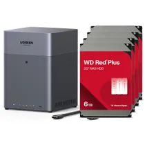 UGREEN NASync DH4300 Plus NAS System 4-Bay 24TB inkl. 4x WD WD60EFPX NAS HDD - 6 TB