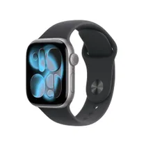 Apple Watch Series 11 GPS 42mm Space Grey Aluminium Gehäuse mit Sport Band (black) - S/M