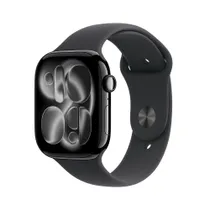 Apple Watch Series 11 GPS 46mm Jet Black Aluminium Gehäuse mit Sport Band (black) - M/L