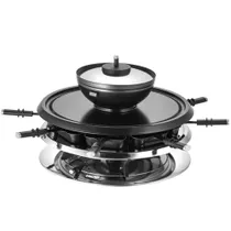 Unold 48726 Raclette Multi 4 in 1 Fondue Grill 1.300 Watt schwarz/silber Naturstein