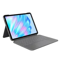 Logitech Combo Touch Tastatur-Case Grau für iPad Air 11 Zoll (M2/M3/M4), iPad Air 10,9 Zoll (5. Generation), Hintergrundbeleuchtete Tastatur und präzises Trackpad