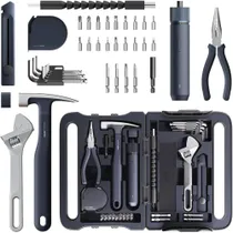 HOTO QWGJB003 Household Tool Set – 40-teiliges Werkzeugset mit 3,6V Akku-Schrauber, Handwerkzeugen & Design-Werkzeugkoffer