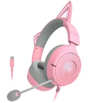Razer Kraken Kitty V3 USB-C Gaming Headset mit Chroma RGB, 7.1 Surround Sound & HyperClear Mikrofon, kabelgebunden, Rosa (Quartz)