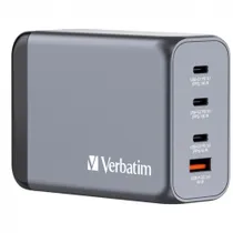Verbatim 32205 GaN-Ladegerät 240W mit 4 Anschlüssen grau (EU/UK/US) PD 3.0