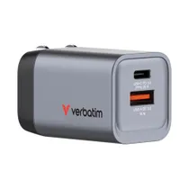 Verbatim 32200 GaN-Ladegerät 35W mit 2 Anschlüssen grau QC 3.0 Power Delivery 3.0