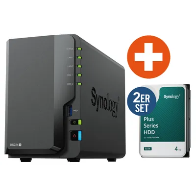 【新品未開封】Synology DS224+ NAS HAT3300-2T 2個 Synology DS224+ NAS System 2-Bay 8 TB inkl. 2x 4 TB Synology