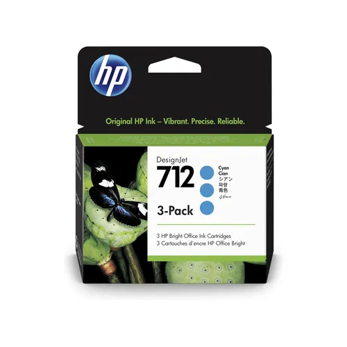 HP 712 3er-Pack Cyan DesignJet Druckerpatronen, 3ED77A 29 ml 3x 29ml