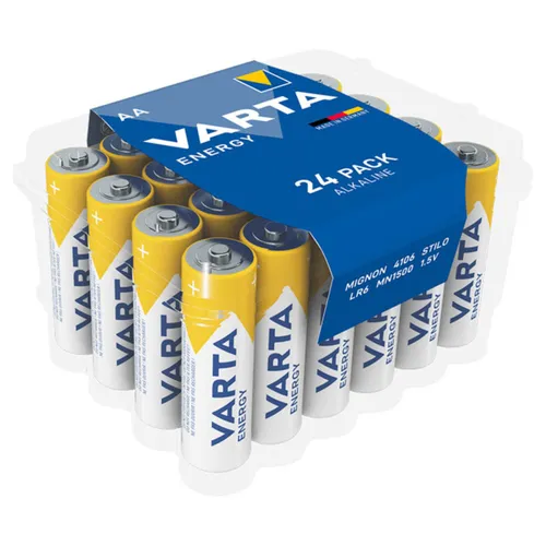 VARTA Batterie Alkaline, Mignon, AA, LR06, 1.5V Energy, Retail Box (24-Pack)