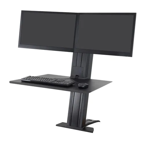 Ergotron 33-407-085 WorkFit-SR Dual Steh Sitz Arbeitsplatz mit Arbeitsfläche schwarz