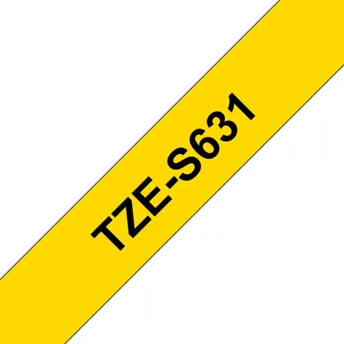 Brother TZ-S631 Laminiertes Band schwarz auf gelb 8m x 12mm extra stark