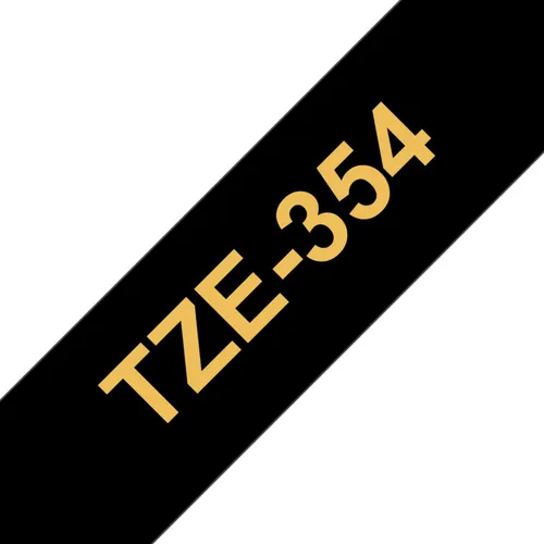 Brother TZe-354 Schriftband gold auf schwarz. 24 mm x 8 m. selbstklebend