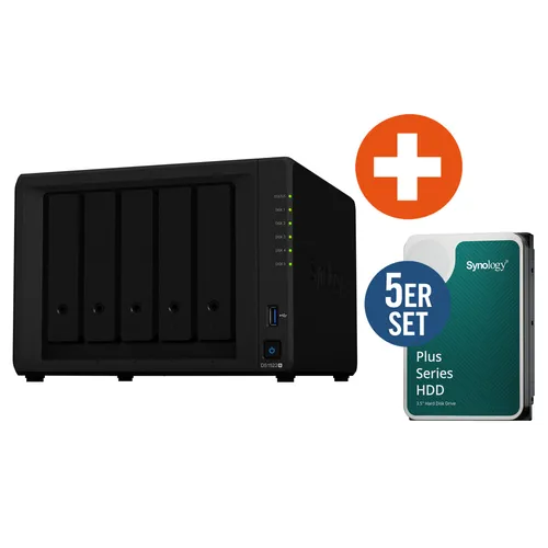 Synology DS1522+ NAS System 5-Bay 40 TB inkl. 5x 8 TB Synology HDD HAT3300-8T
