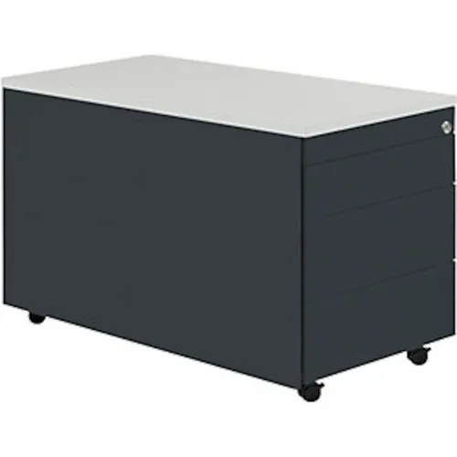 Schüberollcontainer, 529x800mm, Kunststoffpl., 3 Schübe, anthrazit/lichtgrau