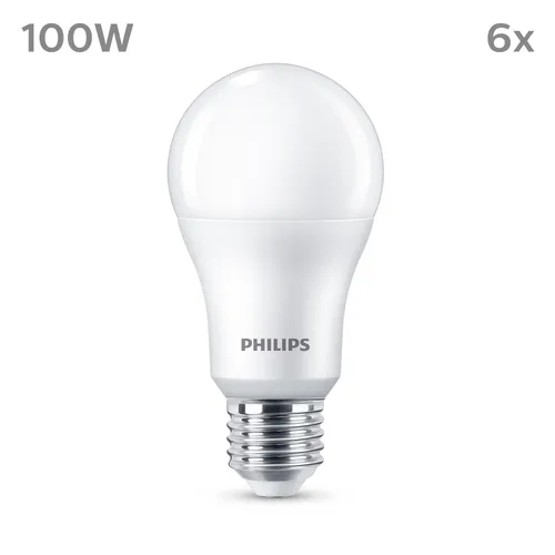 Philips LED Normallampe mit 100W, E27 Sockel, Matt, Warmwhite (2700K) 6er Pack