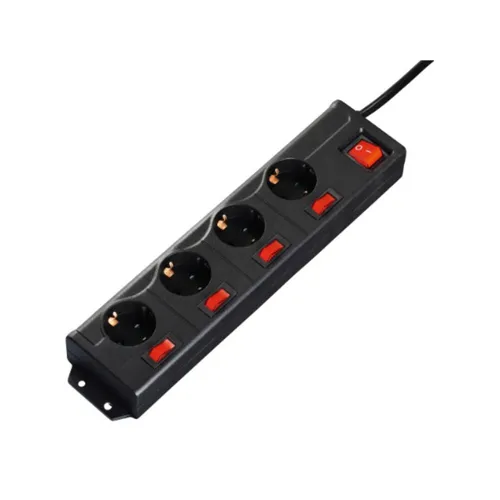 Hama 00137257 Steckdosenleiste 4+1, 4-fach, einzeln schaltbar, Schwarz