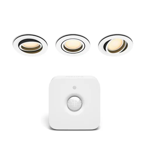 Philips Hue White Ambiance Milliskin Einbauspot weiß • 3er Pack + Bewegungsmelder