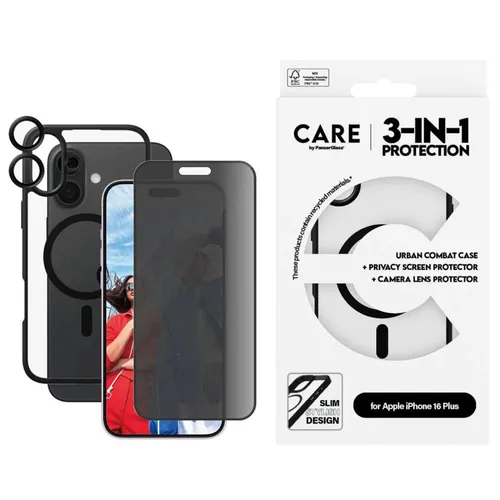 CARE by PanzerGlass® Flagship 3-in-1 Privacy Set iPhone 16 Plus