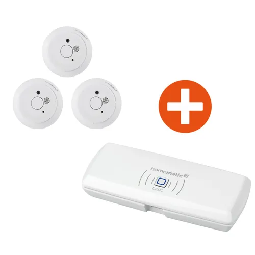 Homematic IP 10-Jahres Rauchwarnmelder HMIP-SWSD 3er Pack + Access Point Basic