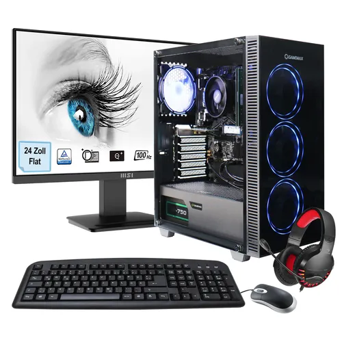Hyrican MegaDeal Gaming-PC Draco XD SET2478 7373 + MSI PRO MP2412DE + Maus, Tastatur & Headset