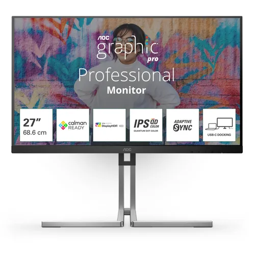 AOC Q27U3CV 68,6cm (27") QHD IPS Monitor 16:9 HDMI/DP/USB-C PD96W 75Hz 4ms Sync