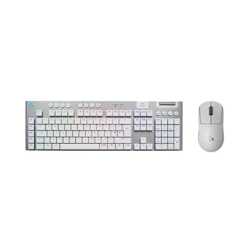 Logitech G915 X LIGHTSPEED Clicky-Switches, Weiß + Pro X Superlight 2 Maus - Kabellose Gaming Combo