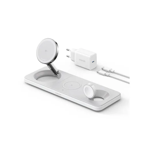 Anker MagGo Magnetic Wireless Ladegerät 15W 3-in-1 Pad weiß