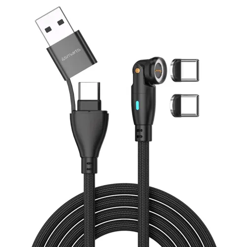 4smarts USB-C/A 540° Magnetkabel GravityCord 100W 1,8m schwarz