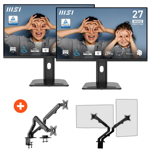 2x MSI Pro MP273QPDE E2 69cm (27") QHD IPS Office Monitor + Gratis Monitorarm