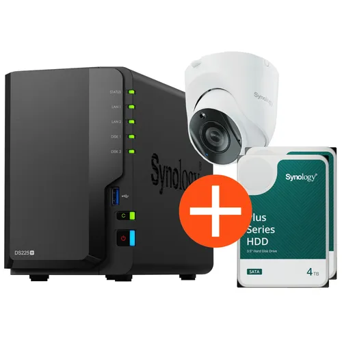 Synology Surveillance Bundle Diskstation DS225+ 2x4TB HDD + TC500 Kamera