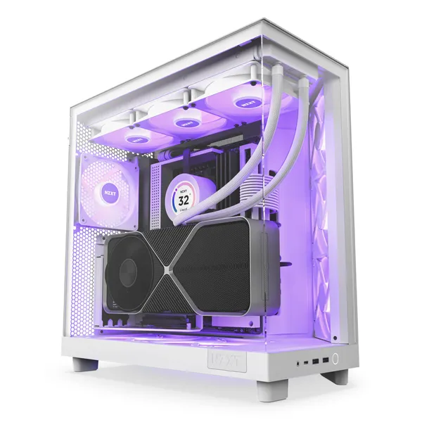 NZXT H6 Flow RGB Mid-Tower Airflow Gaming Корпус белый Glasfenster